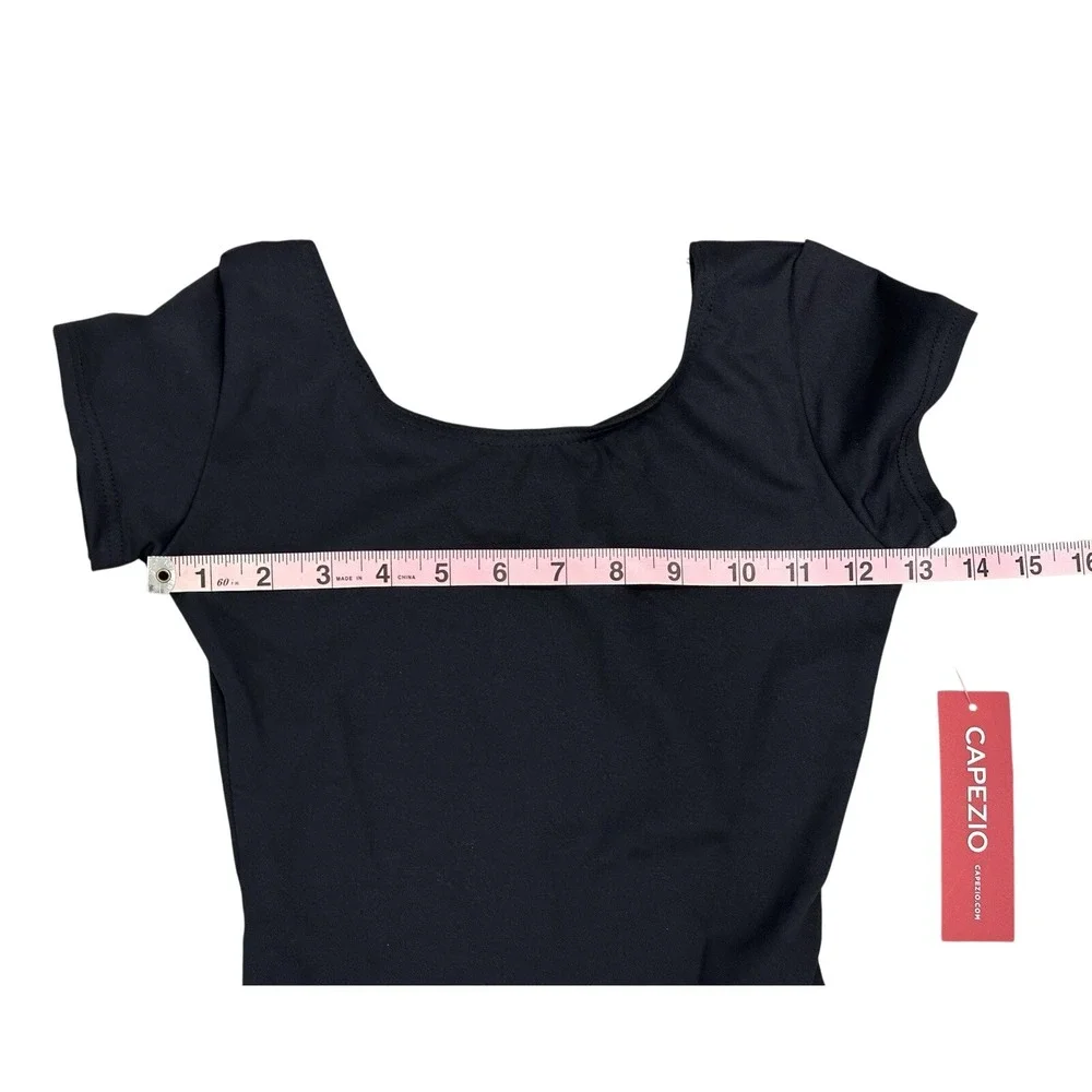 Capezio girls Team Basic Short Sleeve athletic leotards, Black,‎ Sz. Lg